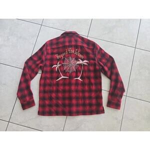 AllSaints Men's Long Sleeve Button-Up Flannel Shirt, Size M